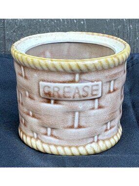 Vintage Tilso Ceramic Grease Dripping Jar Crock Basketweave Pattern Japan